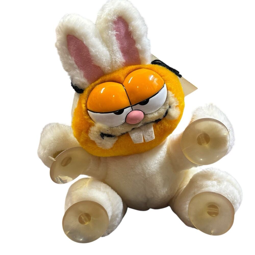 Vintage 1981 Dakin Garfield Cat “Stuck On You” Bunny Suction Cup Plush NWT Rare